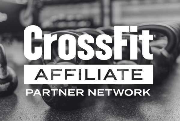 CrossFit Affiliate Partner Network logo on black and white kettlebell background